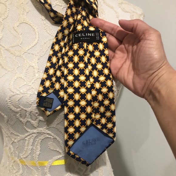 Celine Paris Blue Silk Tie - Picture 3 of 6